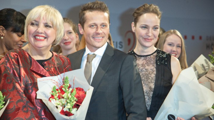 Claudia Roth und roman Knizka und Jeanett Hain - Deutscher Hörfilmpreis 2015 Gregor Anthes